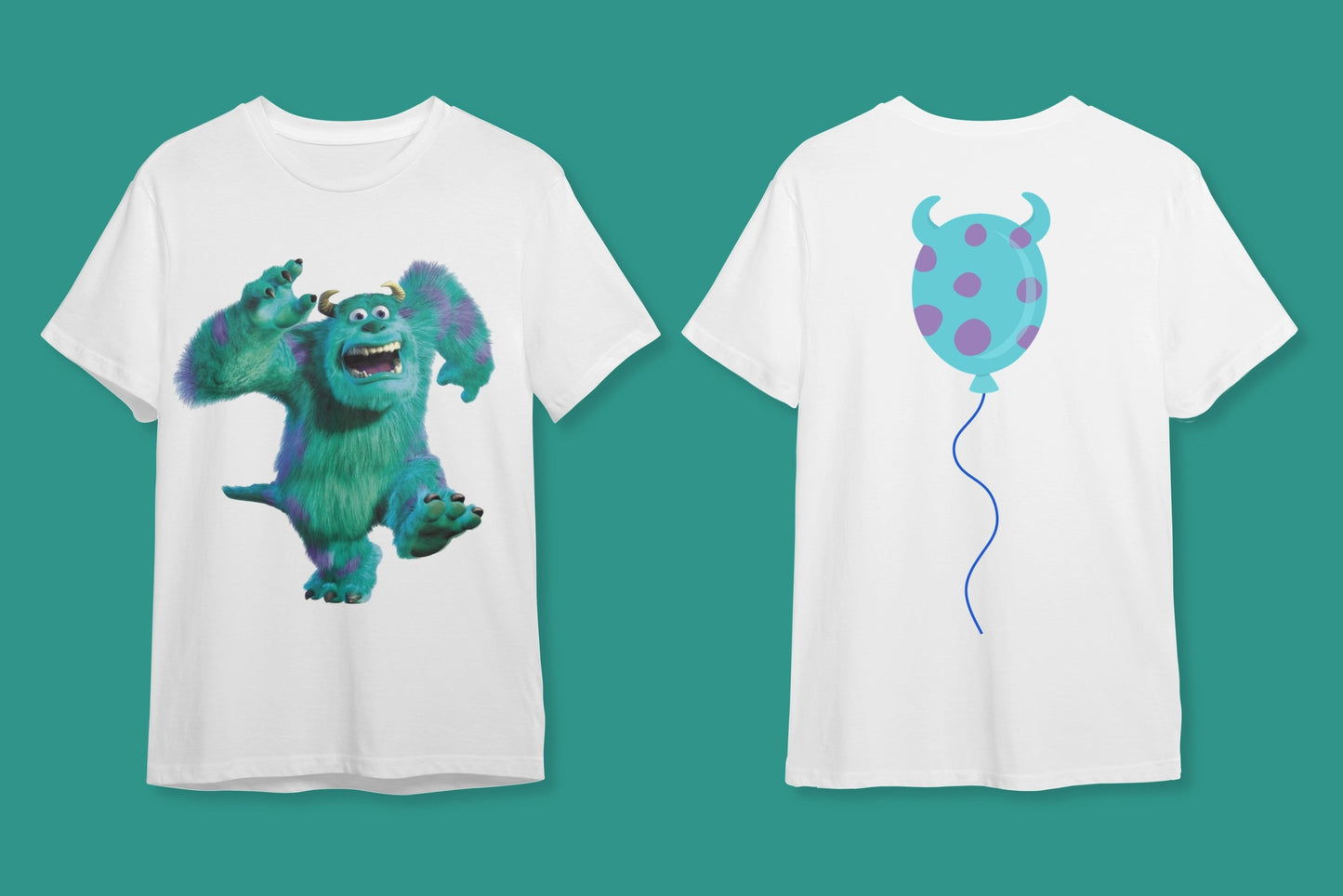 "Sulley ve Mike Balonu - Canavar Dostlar" Çift Yönlü Pixar Tişörtü - B-Shirt - Tişört Tasarım Atölyesi