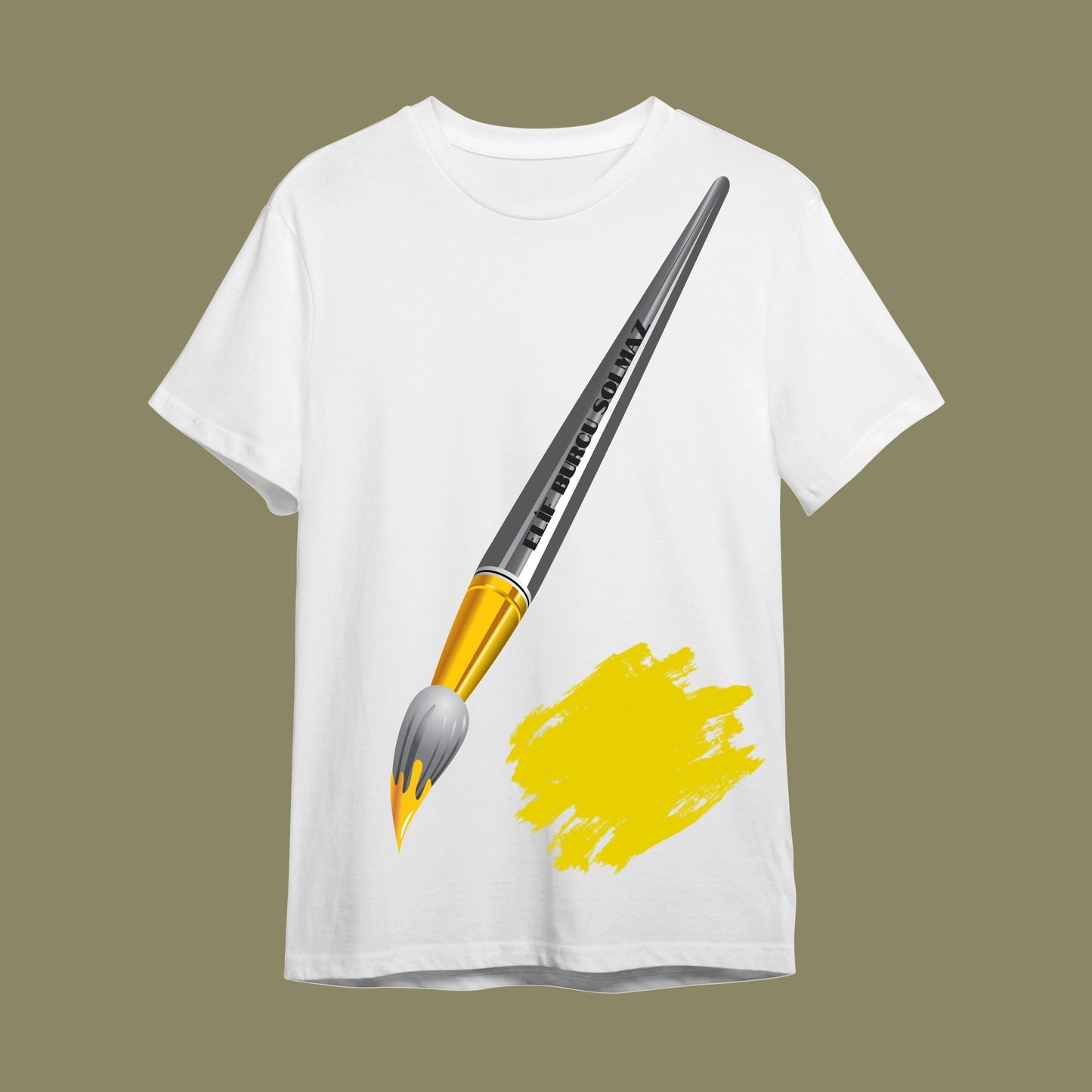 "Benim Fırçam, Benim Rengim - İsminle Sanatını Yarat" Kişiye Özel Tişört - B-Shirt - Tişört Tasarım Atölyesi