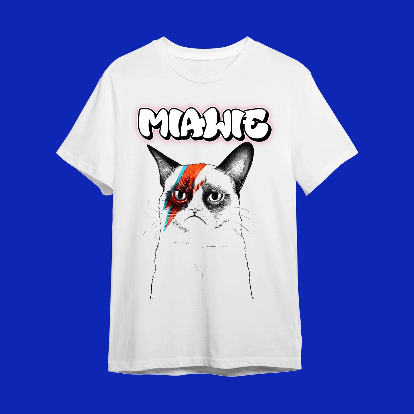 "MIAWIE - Grumpy Bowie Cat" Pop Kültür İkonları Tişörtü - B-Shirt - Tişört Tasarım Atölyesi
