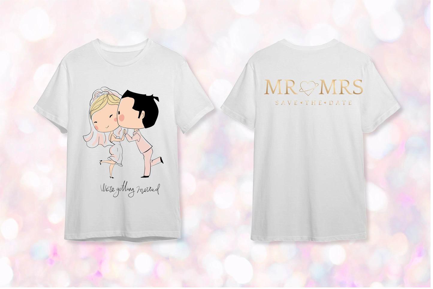 "We’re Getting Married" – Save-the-Date Çift & Evleniyoruz Tişörtü - B-Shirt - Tişört Tasarım Atölyesi