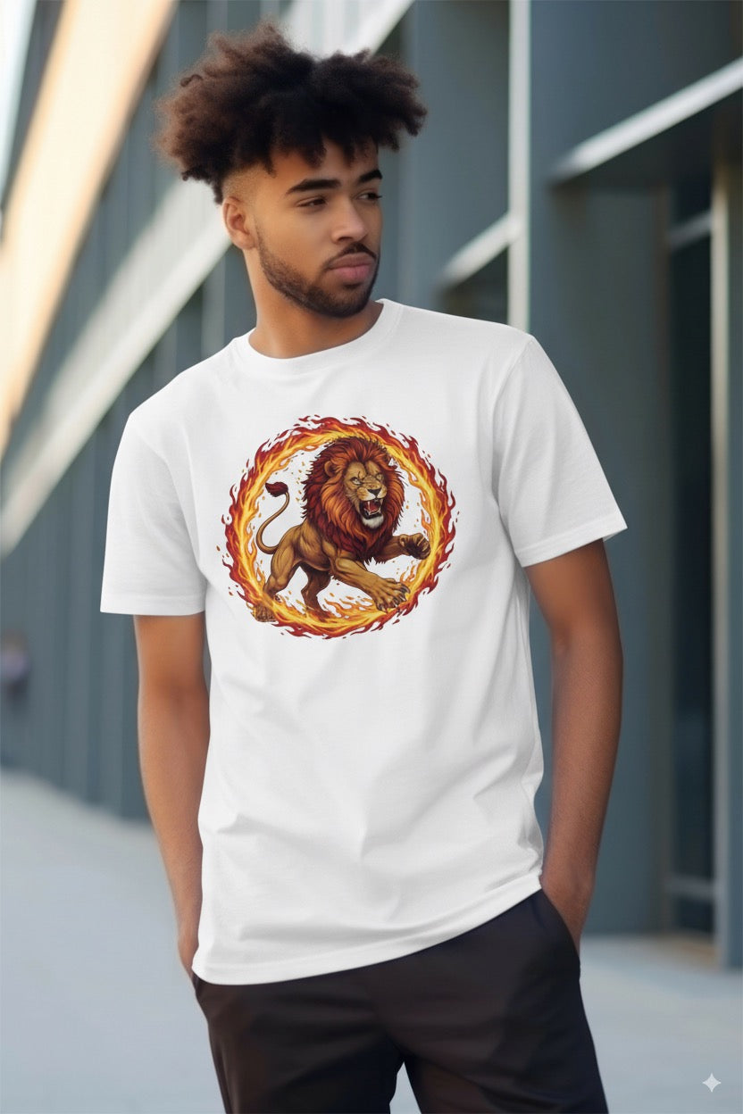 Galatasaray Ateş Aslan Tişört | Alev Çemberiyle Güçlü Logo Tasarımı