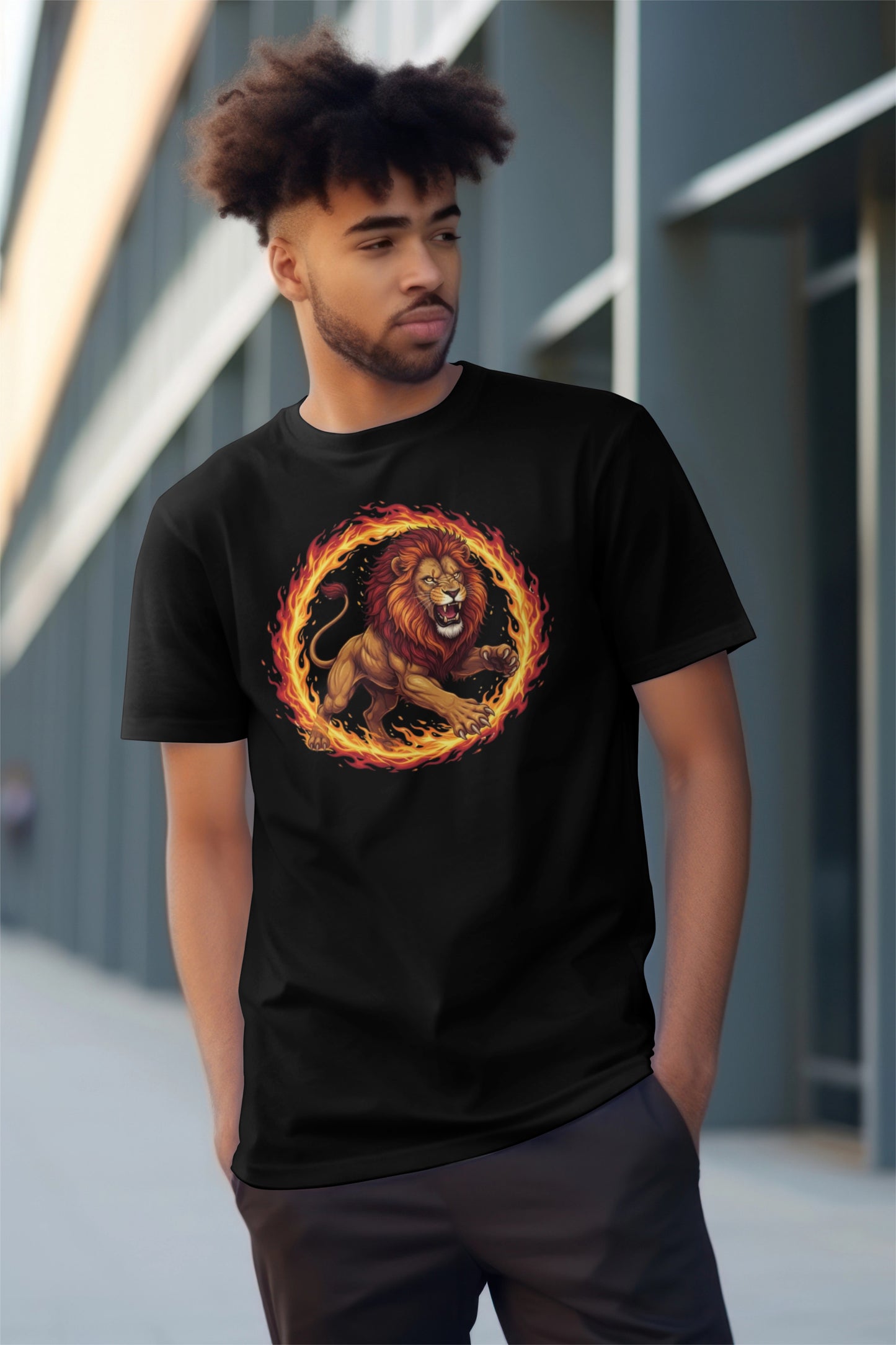 Galatasaray Ateş Aslan Tişört | Alev Çemberiyle Güçlü Logo Tasarımı