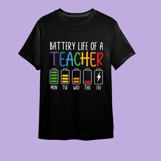 Teacher Battery - Öğretmen Pili" Mizahi Meslek Tişörtü - B-Shirt - Tişört Tasarım Atölyesi