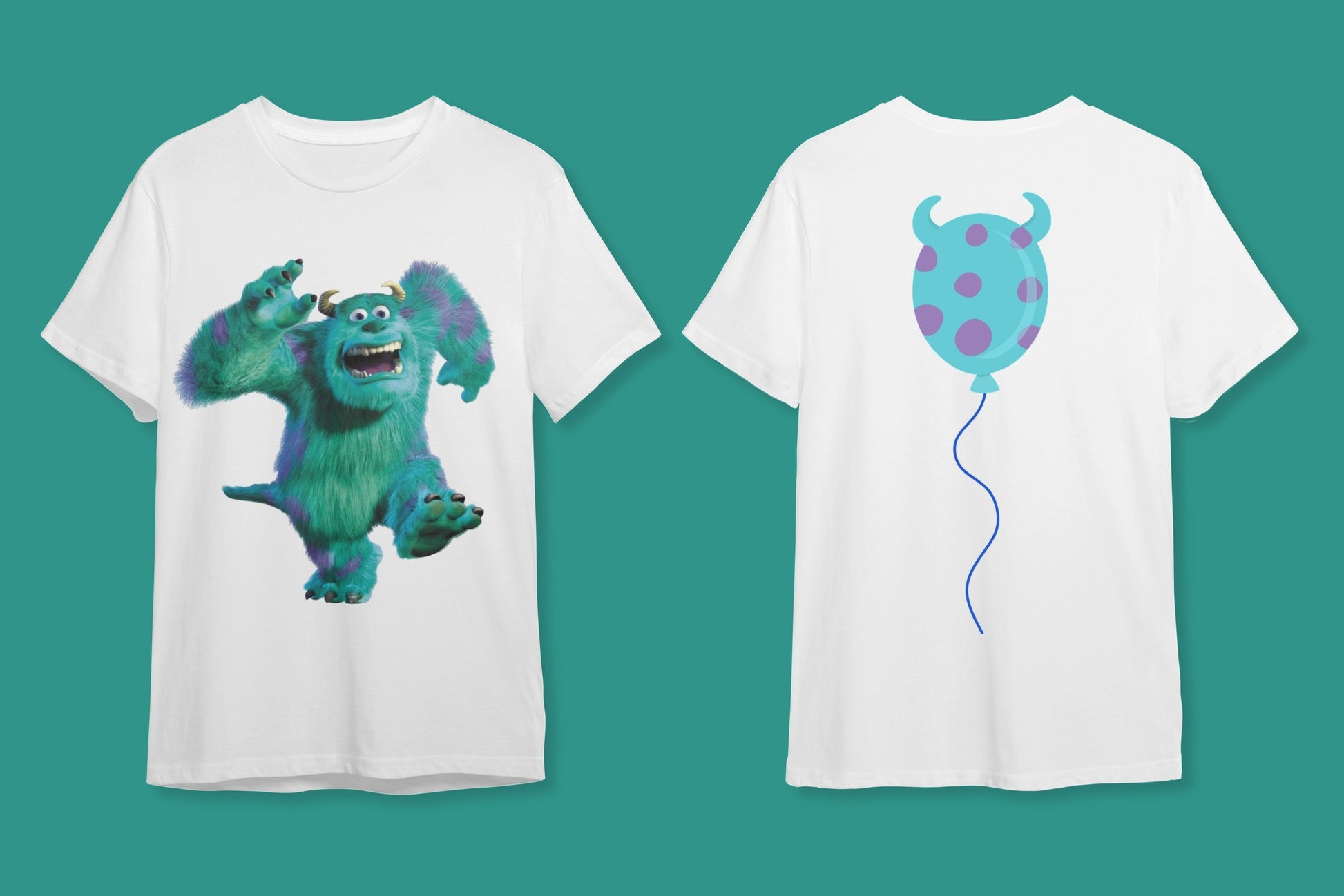 "Sulley ve Mike Balonu - Canavar Dostlar" Çift Yönlü Pixar Tişörtü - B-Shirt - Tişört Tasarım Atölyesi