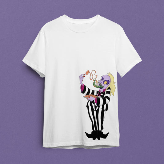 "Beetlejuice - Grotesk Ziyafet" 80'ler Kara Mizah Tişörtü - B-Shirt - Tişört Tasarım Atölyesi
