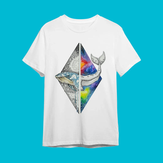 "Cosmic Whale - Okyanus ve Evrenin Dansı" Sanatsal Tasarım Tişörtü - B-Shirt - Tişört Tasarım Atölyesi