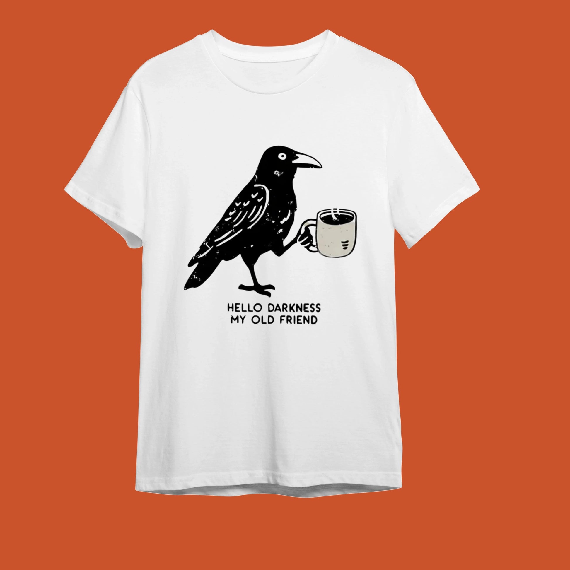 "Hello Darkness My Old Friend" Kargalı Kahve Tişörtü - B-Shirt - Tişört Tasarım Atölyesi