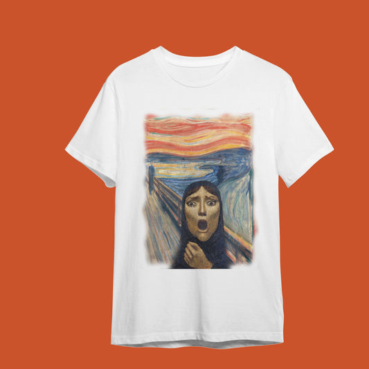 "Her Çığlık Aynı Değildir - Munch & İyem Buluşması" Sanatsal Çarpışma Tişörtü - B-Shirt - Tişört Tasarım Atölyesi