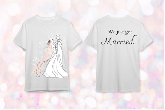 "Just Married - İlk Dans Anı" Gelin - Damat Romantik Çift Tişörtü - B-Shirt - Tişört Tasarım Atölyesi