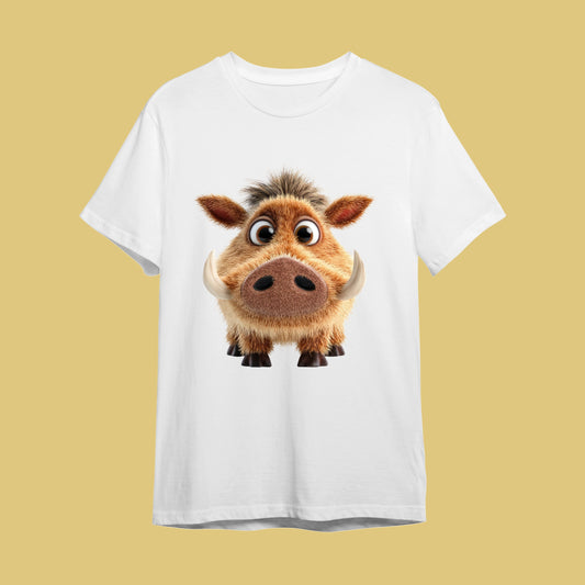 "Minik Kaşif - Sevimli Cüce Yaban Domuzu" 3D Tasarım Tişörtü - B-Shirt - Tişört Tasarım Atölyesi