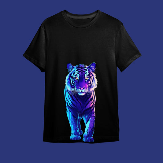 "Neon Etkili Kaplan - Gecenin Enerjisi" Çarpıcı Doğa Tişörtü - B-Shirt - Tişört Tasarım Atölyesi