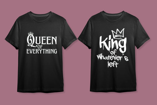 "Queen & King - Hükümdarlık Oyunu" Esprili Çift Tişört Seti - B-Shirt - Tişört Tasarım Atölyesi