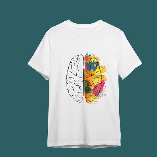 "Sol Beyin Sağ Beyin - İki Yarım Bir Bütün" Düşündürücü Sanat Tişörtü - B-Shirt - Tişört Tasarım Atölyesi
