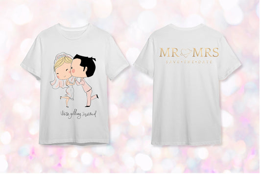 "We’re Getting Married" – Save-the-Date Çift & Evleniyoruz Tişörtü - B-Shirt - Tişört Tasarım Atölyesi