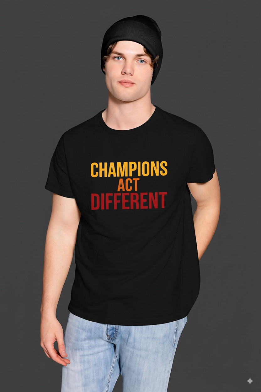 Şampiyonlar Farklı Davranır ''Champions Act Different'' Tişört | Galatasaray Şampiyonluk Ruhu T-Shirt