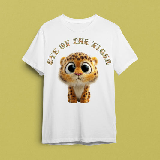 "Eye of the Tiger - Minik Kaplanın Gücü" Sevimli 3D Tasarım Tişörtü