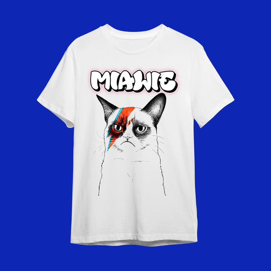 "MIAWIE - Grumpy Bowie Cat" Pop Kültür İkonları Tişörtü