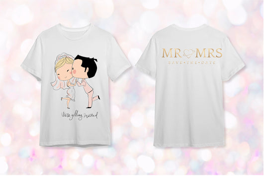 "We’re Getting Married" – Save-the-Date Çift & Evleniyoruz Tişörtü